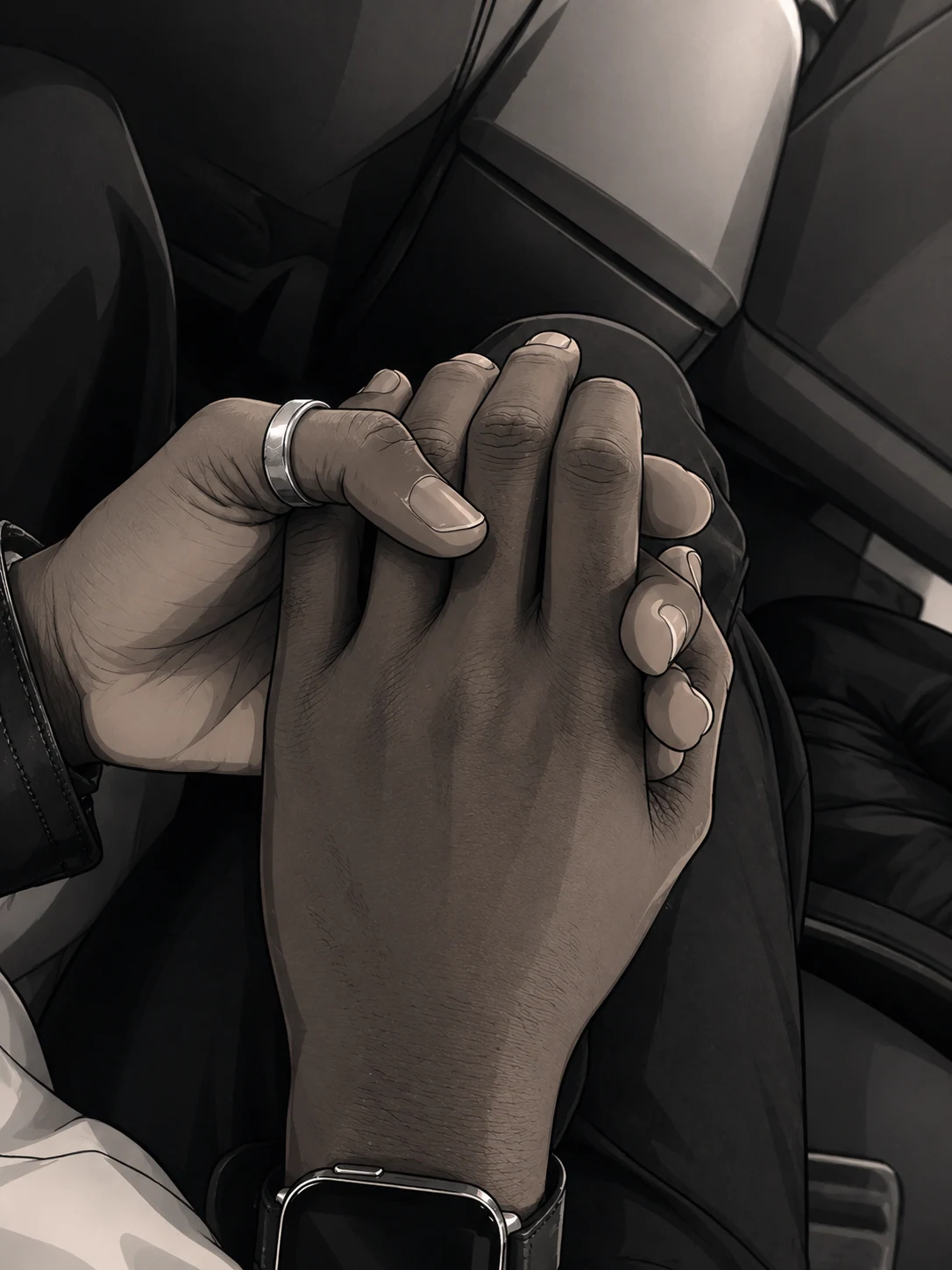Illustrated hands for Hadeeart and Hammed’s engagement and reception.