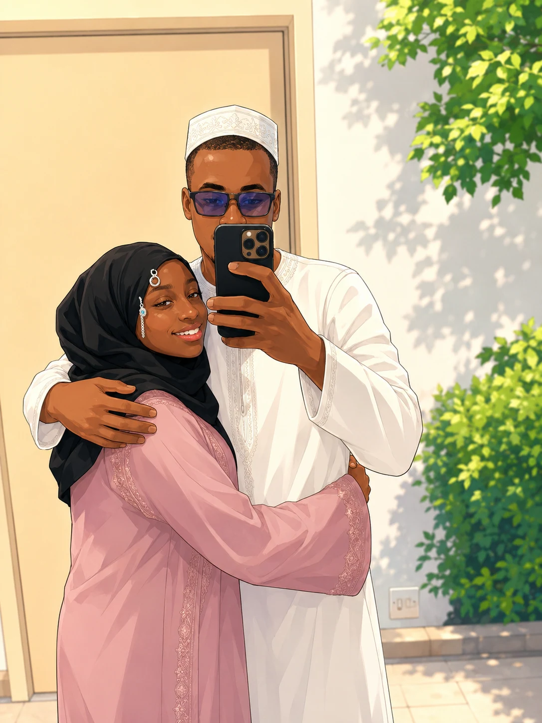 Illustrated moment 17 from Hadeeart and Hammed's story.